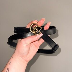 Black Gucci Leather belt with Double G buckle size 90 (M-L)